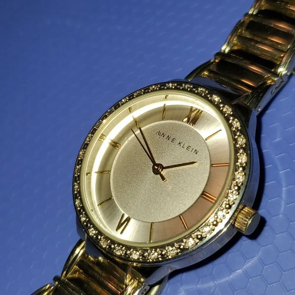 Anne Klein Womens Champagne Dial Gold Tone Metal Bracelet‎ Watch AK/2098